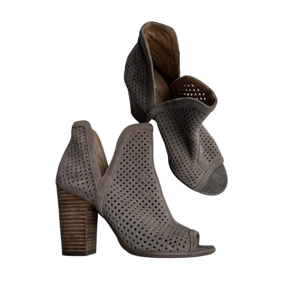 Lucky Brand Larise Women's Open-Toe Suede Leather‎ Tan Bootie